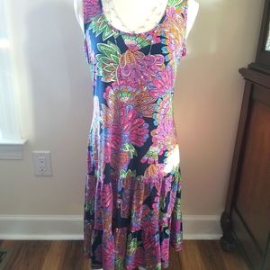 Multi-Color Floral Sun Dress Semi-Short